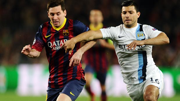 Sergio Aguero Manchester City v Barcelona Lionel Messi
