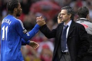 Chelsea manager Jose Mourinho and Didier Drogba