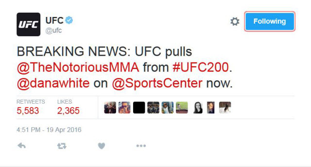 Conor McGregor rút lui khỏi sự kiện UFC 200