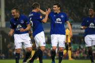 Everton Phil Jagielka - Leon Osman - Gareth Barry